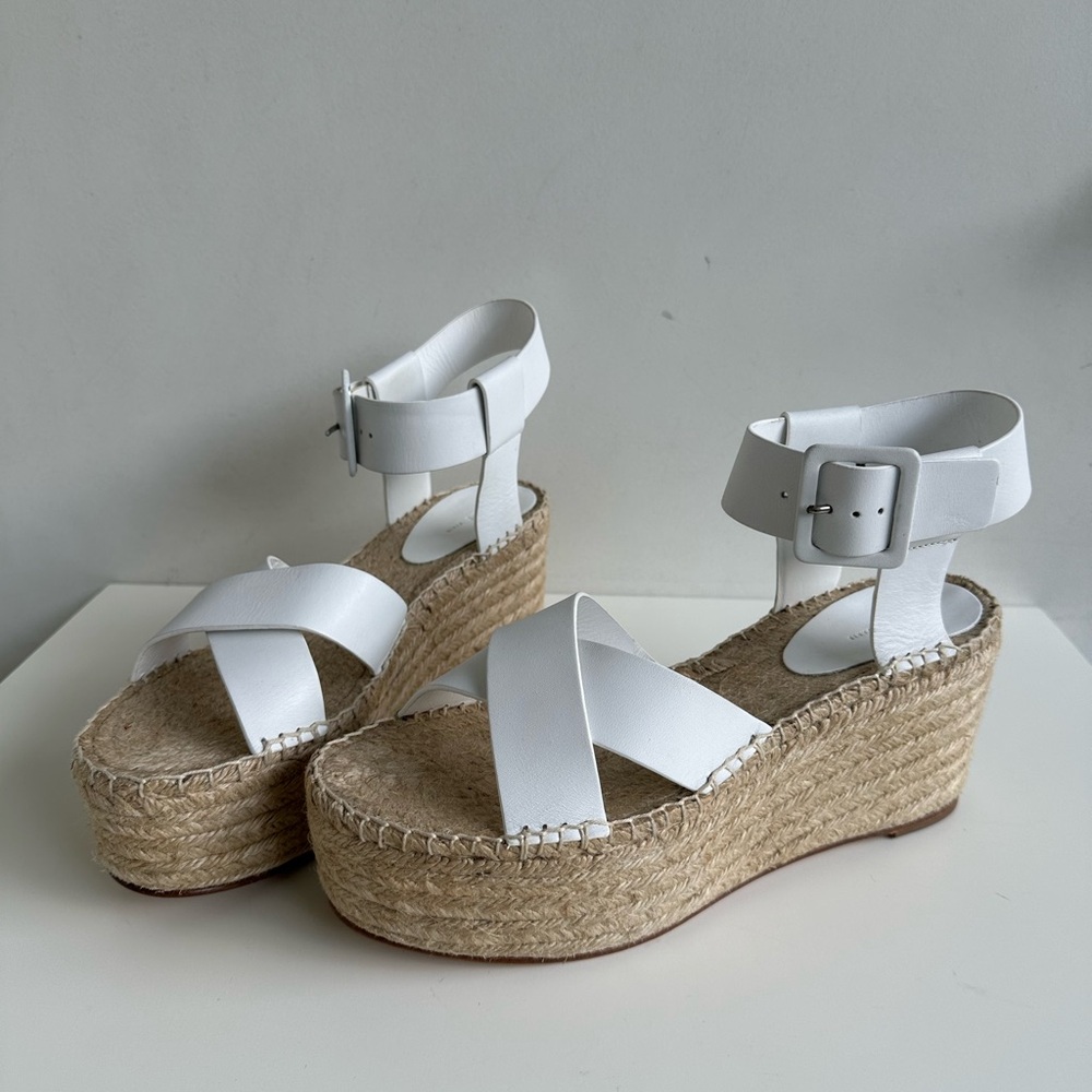 Céline Espadrilles Platform Sandals White 40